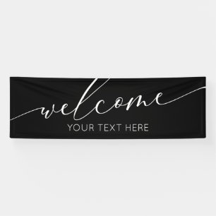 Lona WELCOME black and white Sign banner backdrop