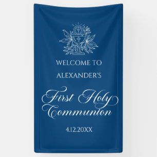 Lona WELCOME FIRST COMMUNION banner custom Blue