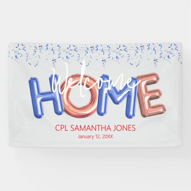 Lona Welcome Home Patriotic Military Hero Party Poster (Horizontal)