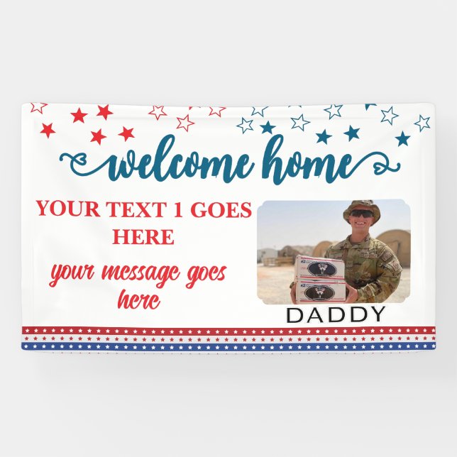Lona Welcome Home Soldier Patriotic Photo Custom  (Horizontal)