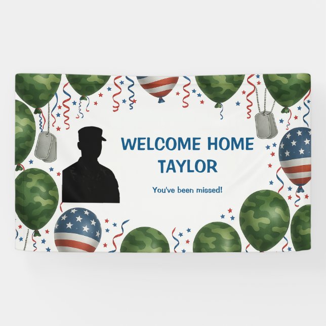 Lona Welcome Home Veteran Banner – Patriotic Camo  (Horizontal)