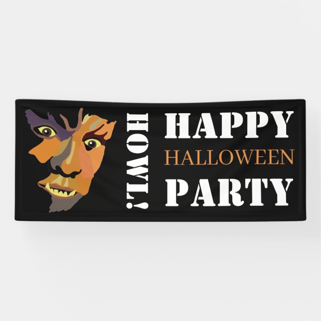 Lona Werewolf clásico, Halloween feliz (Horizontal)