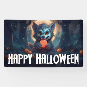 Lona Werewolf comiendo dulces Feliz Halloween
