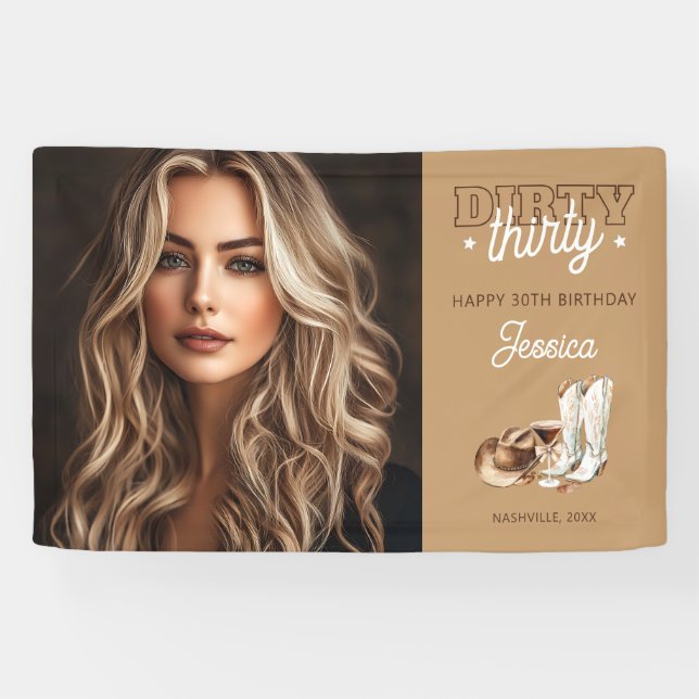 Lona Western Country Dirty Thirty 30th Birthday Photo (Horizontal)