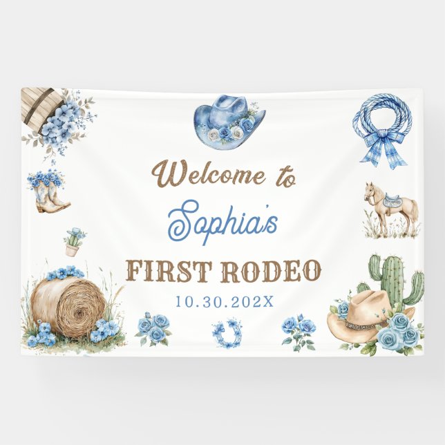 Lona Western Cowboy First Rodeo Birthday Party (Horizontal)