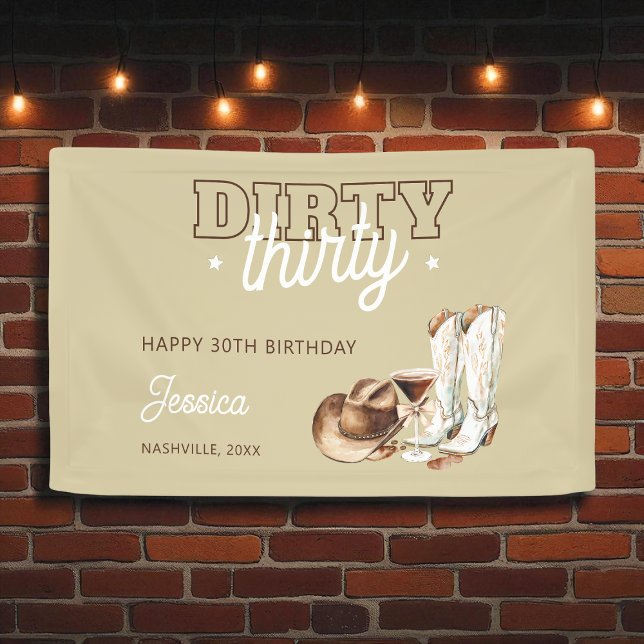 Lona Western Rustic Dirty Thirty 30th Birthday Party (Western Rustic Dirty Thirty 30th Birthday Party Banner)