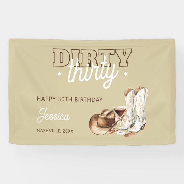 Lona Western Rustic Dirty Thirty 30th Birthday Party (Horizontal)