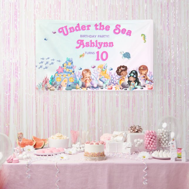 Lona Whimsical & Elegant cute Kawaii Mermaid Birthday  (Fiesta)