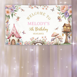 Lona Whimsical Flower Fairy 5th birthday Banner