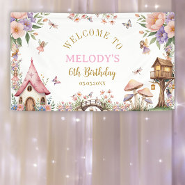 Lona Whimsical Flower Fairy 6th birthday Banner