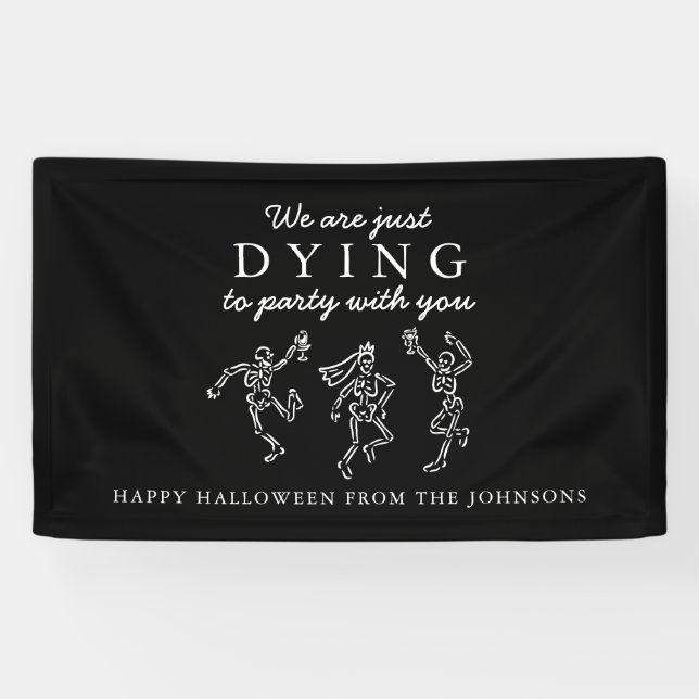 Lona Whimsical Hand Drawn Skeletons Halloween Party (Horizontal)