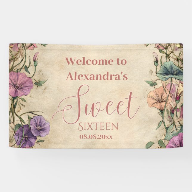 Lona Whimsical Pastel Wildflower Sweet 16 (Horizontal)