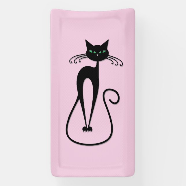 Lona Whimsical Skinny Black Cat Rosa (Vertical)