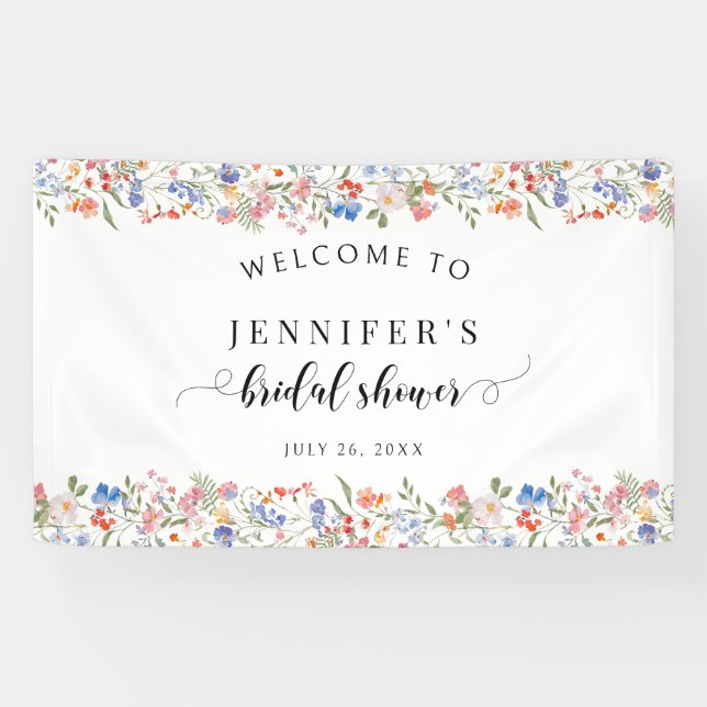 Lona Whimsical Wildflower Bloom Bridal Shower Welcome (Horizontal)