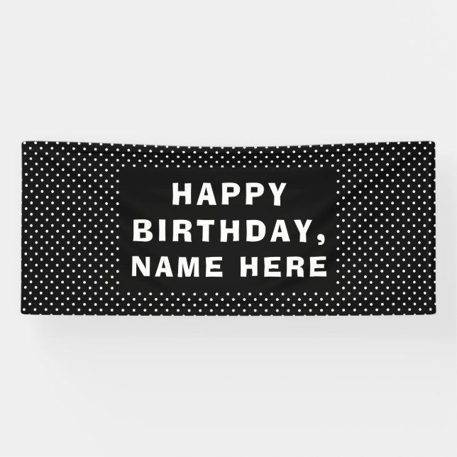 Lona White Polka Dots Happy Birthday (Horizontal)