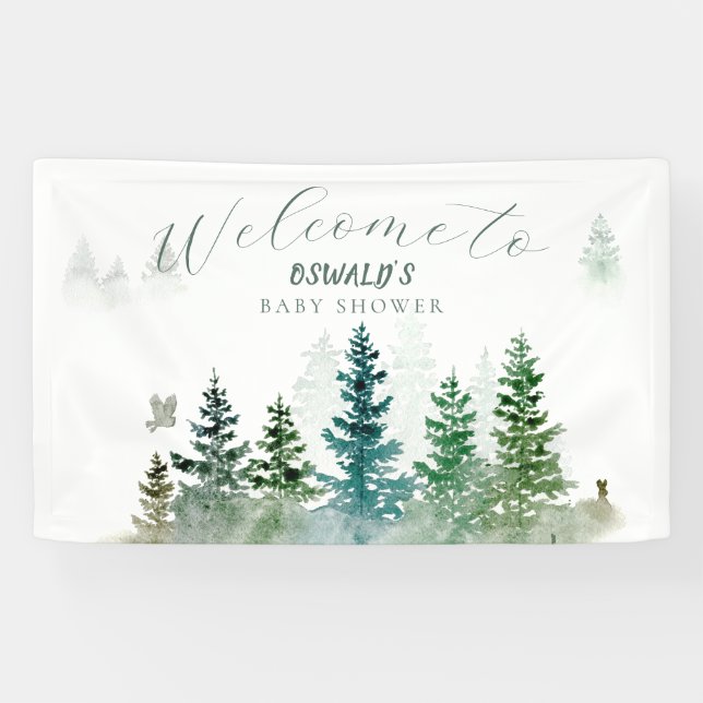 Lona Wild One 1st Birthday Watercolor Woodland Animals (Horizontal)