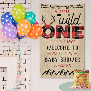 Lona Wild One Boys Rustic Plaid Lumberjack Baby Shower