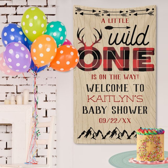 Lona Wild One Boys Rustic Plaid Lumberjack Baby Shower (Subido por el creador)