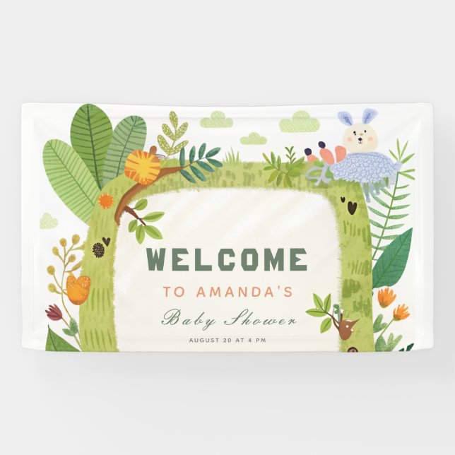 Lona Wild One Jungle Safari Green Baby Boy Baby Shower (Horizontal)