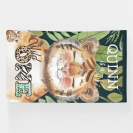 Lona Wild One Jungle Safari Signo de bienvenida al prim