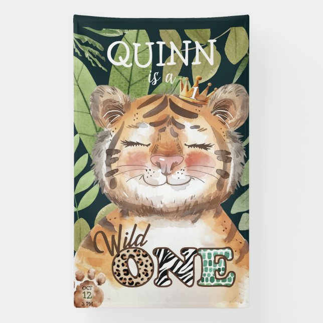 Lona Wild One Jungle Safari Signo de bienvenida al prim (Vertical)