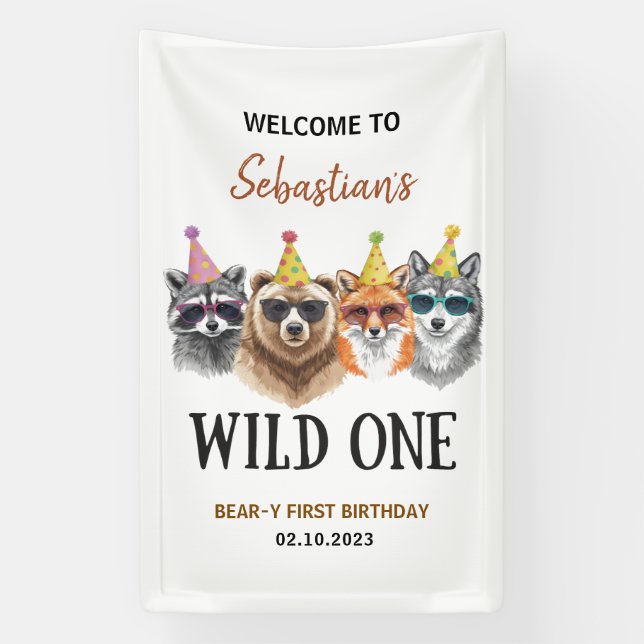 Lona Wild One Safari First Birthday – Jungle Animal  (Vertical)