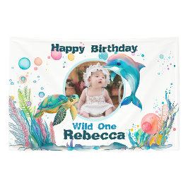 Lona Wild One Undersea 1er cumpleaños Photo Banner