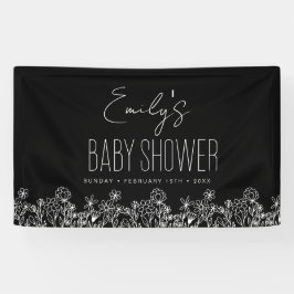 Lona Wildflower Boho Baby Shower Black Elegant