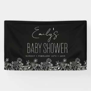 Lona Wildflower Boho Baby Shower Black Elegant