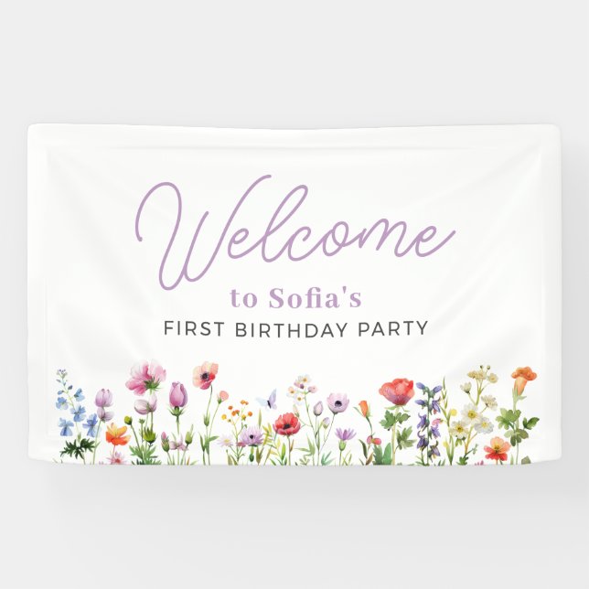Lona Wildflower Floral 1st Birthday Welcome (Horizontal)