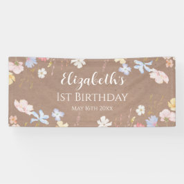 Lona WILDFLOWERS Birthday party Backdrop banner carft