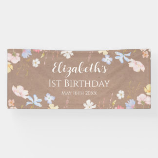 Lona WILDFLOWERS Birthday party Backdrop banner carft