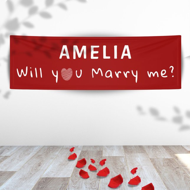 Lona Will you marry me Heart Red Romantic Proposal (Subido por el creador)
