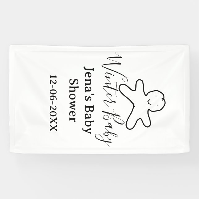 Lona Winter baby shower cookie black scribble hand-draw (Horizontal)