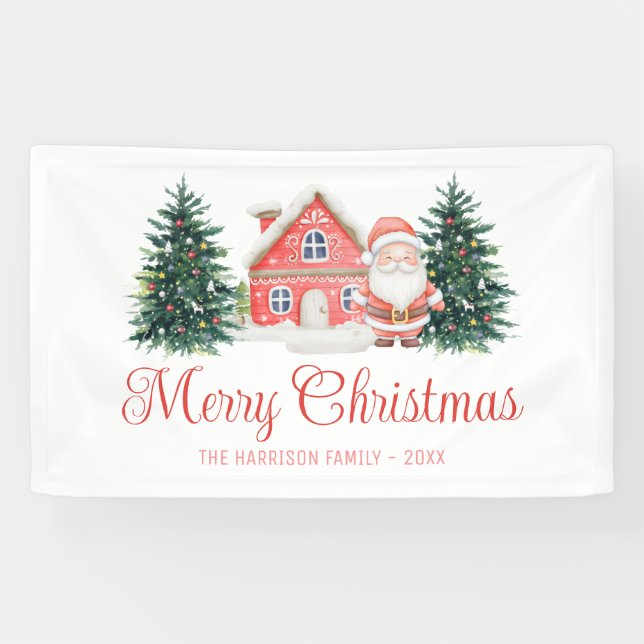 Lona Winter Cottage Christmas Trees Santa (Horizontal)