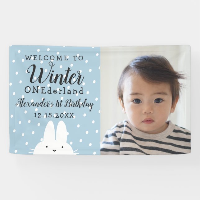 Lona Winter Onederland Boy 1er cumpleaños (Horizontal)
