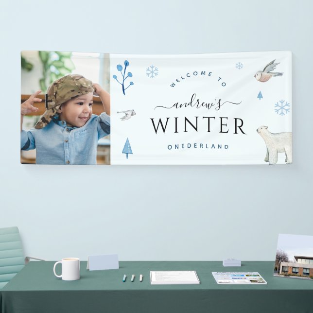 Lona Winter Onederland Boy Photo Winter Primer cumpleañ (Feria)