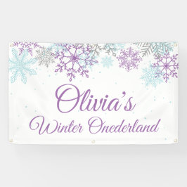 Lona Winter Onederland Morple Blue Snowflakes