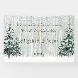 Lona Winter Wonderland Boda Birch Trees Pine Trees
