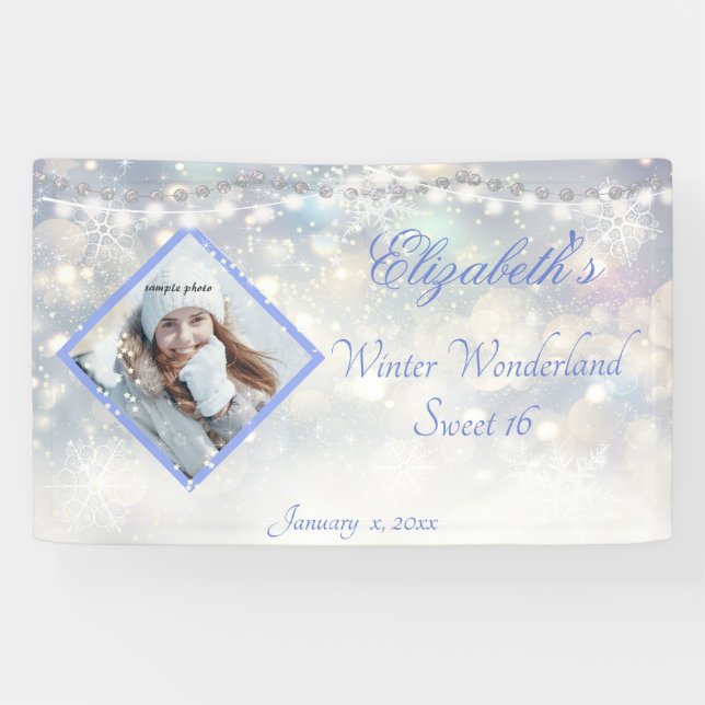 Lona Winter Wonderland Dulce Dieciséis Diamantes Sparkl (Horizontal)