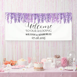 Lona Wisteria Flores Púrpuras Elegante Boda