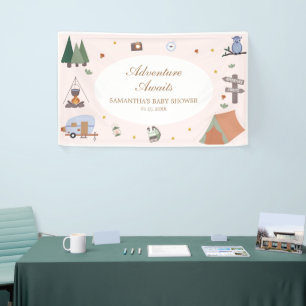 Lona Woodland Adventure espera el camping Baby Shower