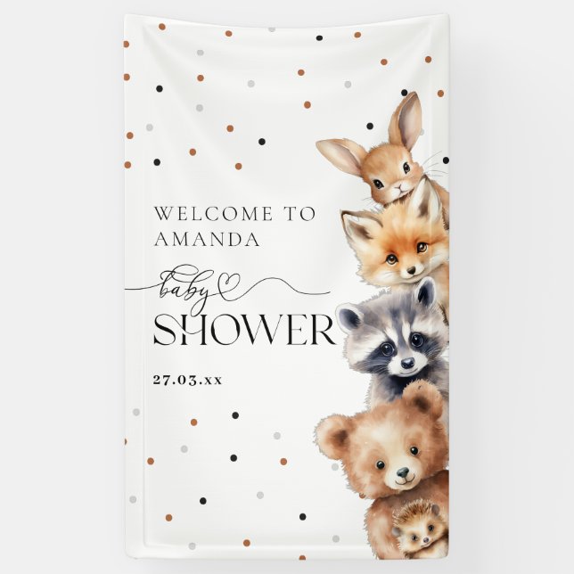 Lona Woodland Animals Baby Shower moderno (Vertical)