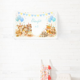 Lona Woodland Animals Backdrop Bunny Bear Fox Pastel