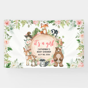 Lona Woodland Animals Floral Wood Slice Baby Shower