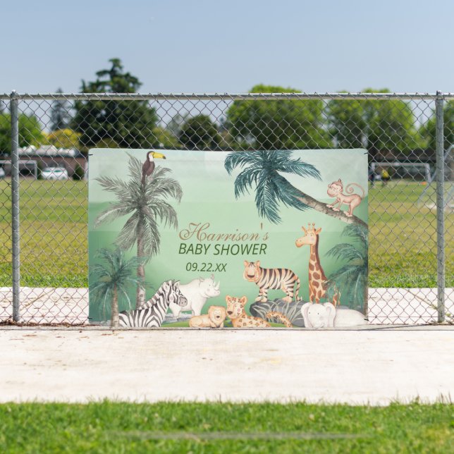 Lona Woodland Animals Jungle Greenery Baby Shower (in situ)