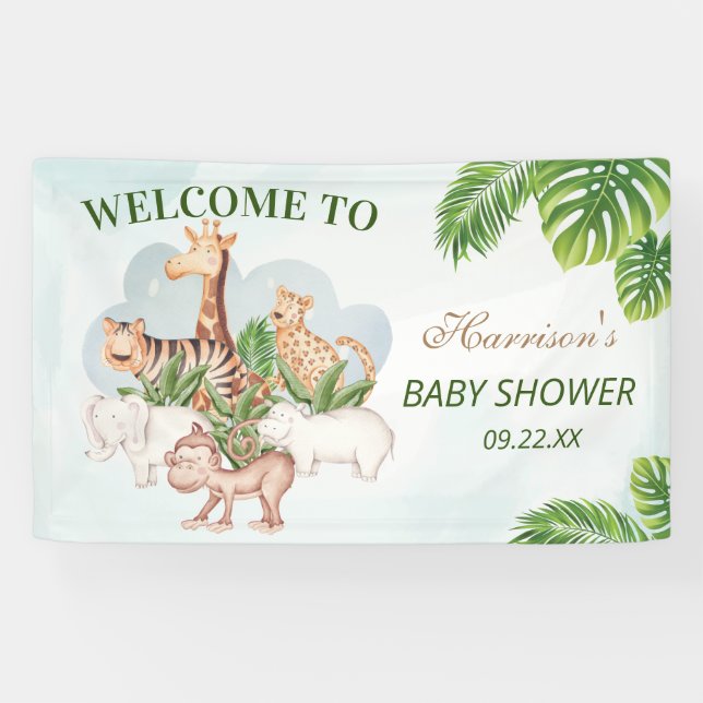 Lona Woodland Animals Jungle Greenery Baby Shower (Horizontal)