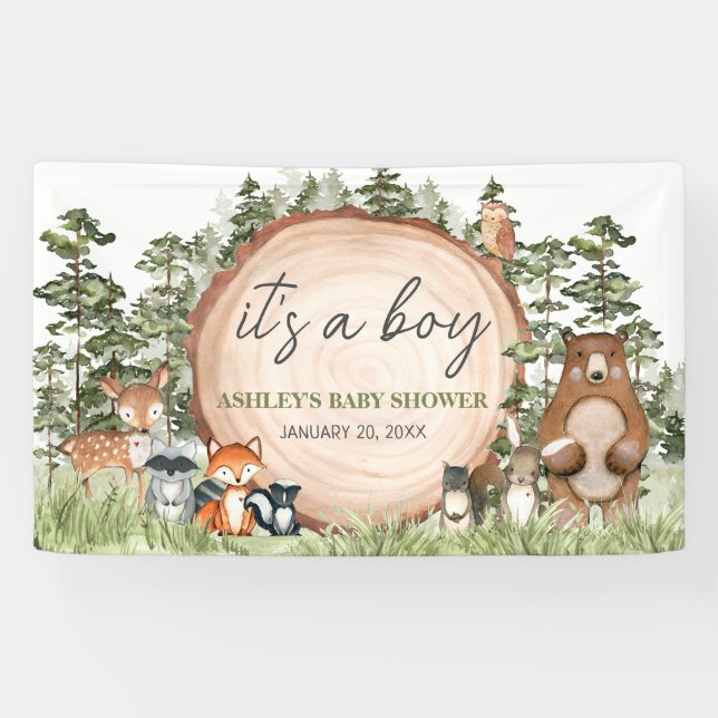 Lona Woodland Animals Wood Slice Baby Shower (Horizontal)