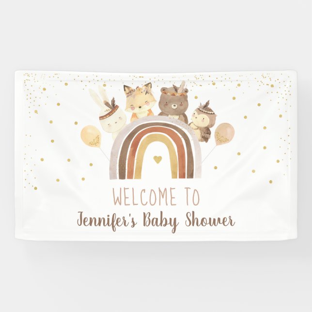 Lona Woodland Boho Rainbow Gold Baby Shower (Horizontal)