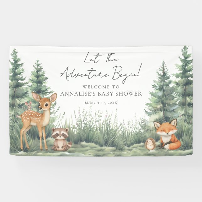 Lona Woodland Forest Animals Adventure Baby Shower (Horizontal)